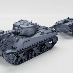 WW2 USA SHERMAN M4A4 CROCODILE + TRAILER, 3D PRINTED, MANY SCALES AVAILABLE
