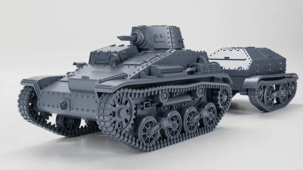 WW2 JAPAN TYPE 94 TANKETTE (EARLY) + TRAILER, 3D PRINTED, MANY SCALES AVAILABLE - Image 5