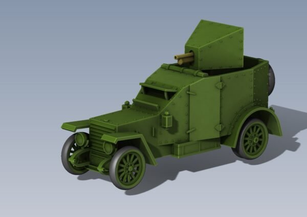 WW1 FRENCH PEUGEOT ARMOURED CAR 1914, 3D PRINTED, MANY SCALES AVAILABLE
